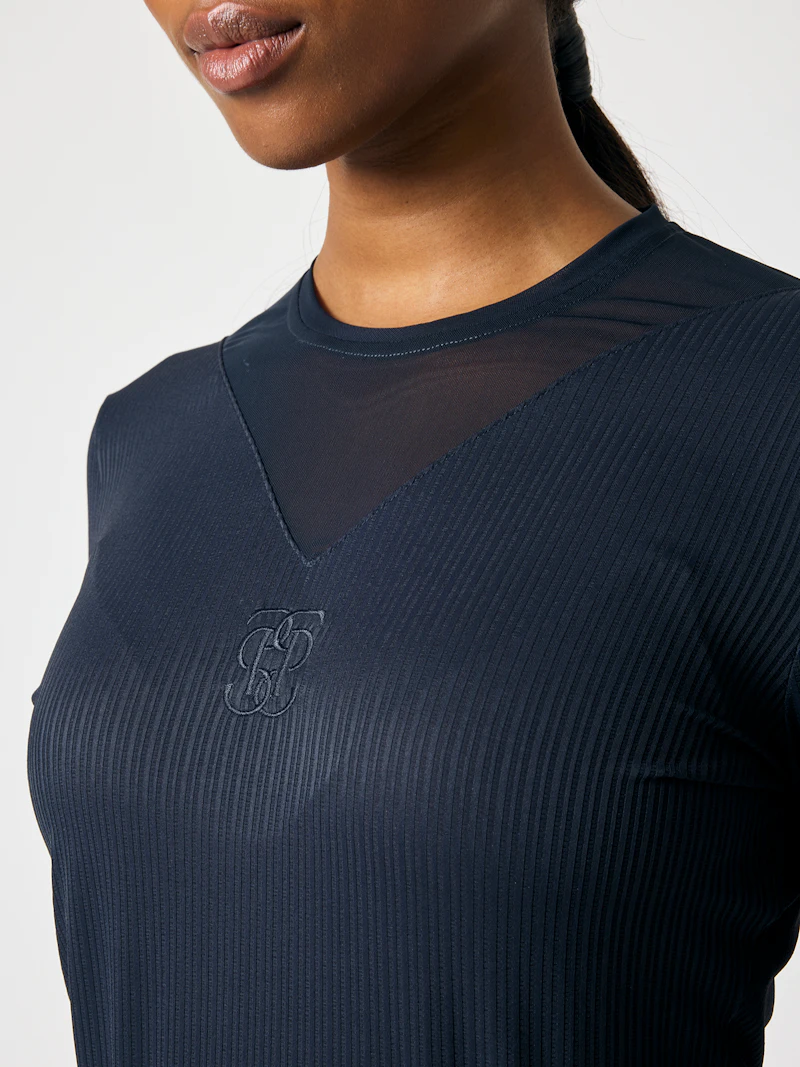 Leandra Striped Mesh Top Leandra Striped Mesh Top