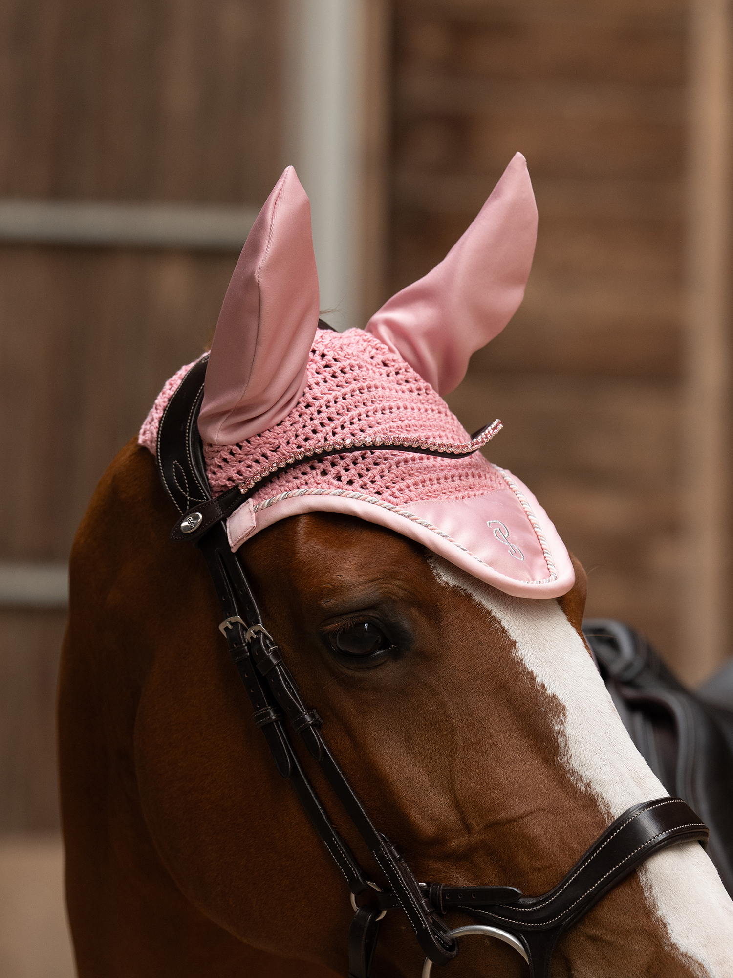 Browband Slim Hortensia Pink Brown Leather