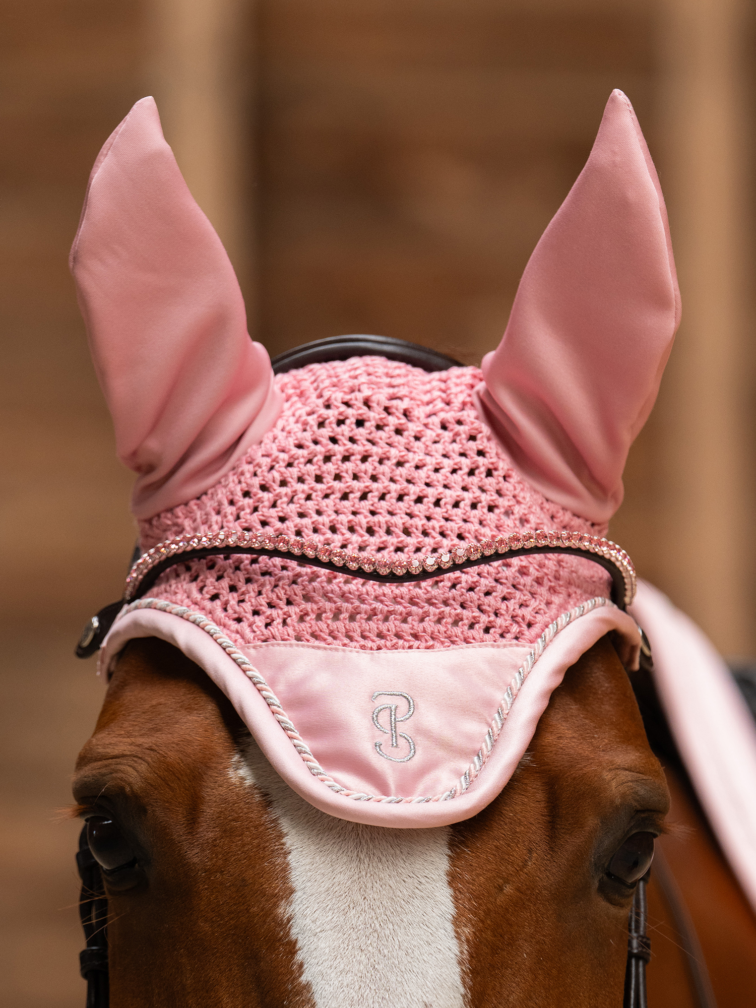 Browband Slim Hortensia Pink Brown Leather
