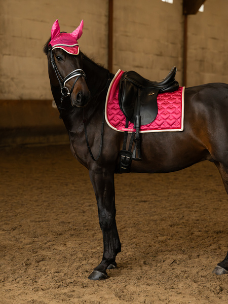 Heart Dressage Saddle Pad + Ear Bonnet Thrill Pink