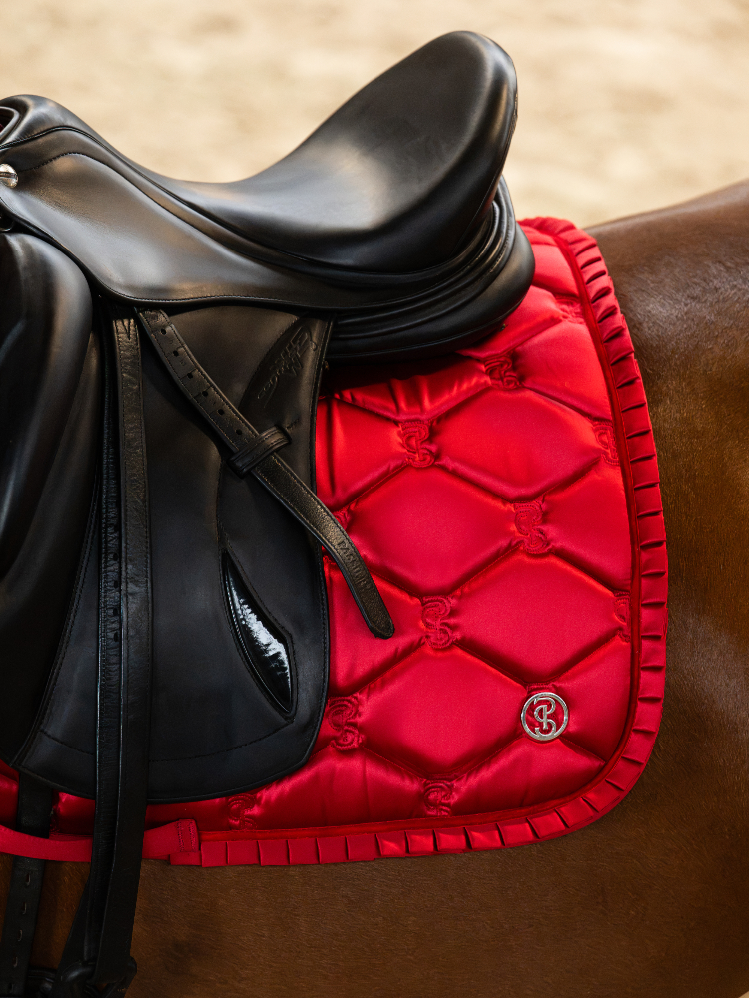 Saddle Pad Dressage Ruffle Cranberry Red
