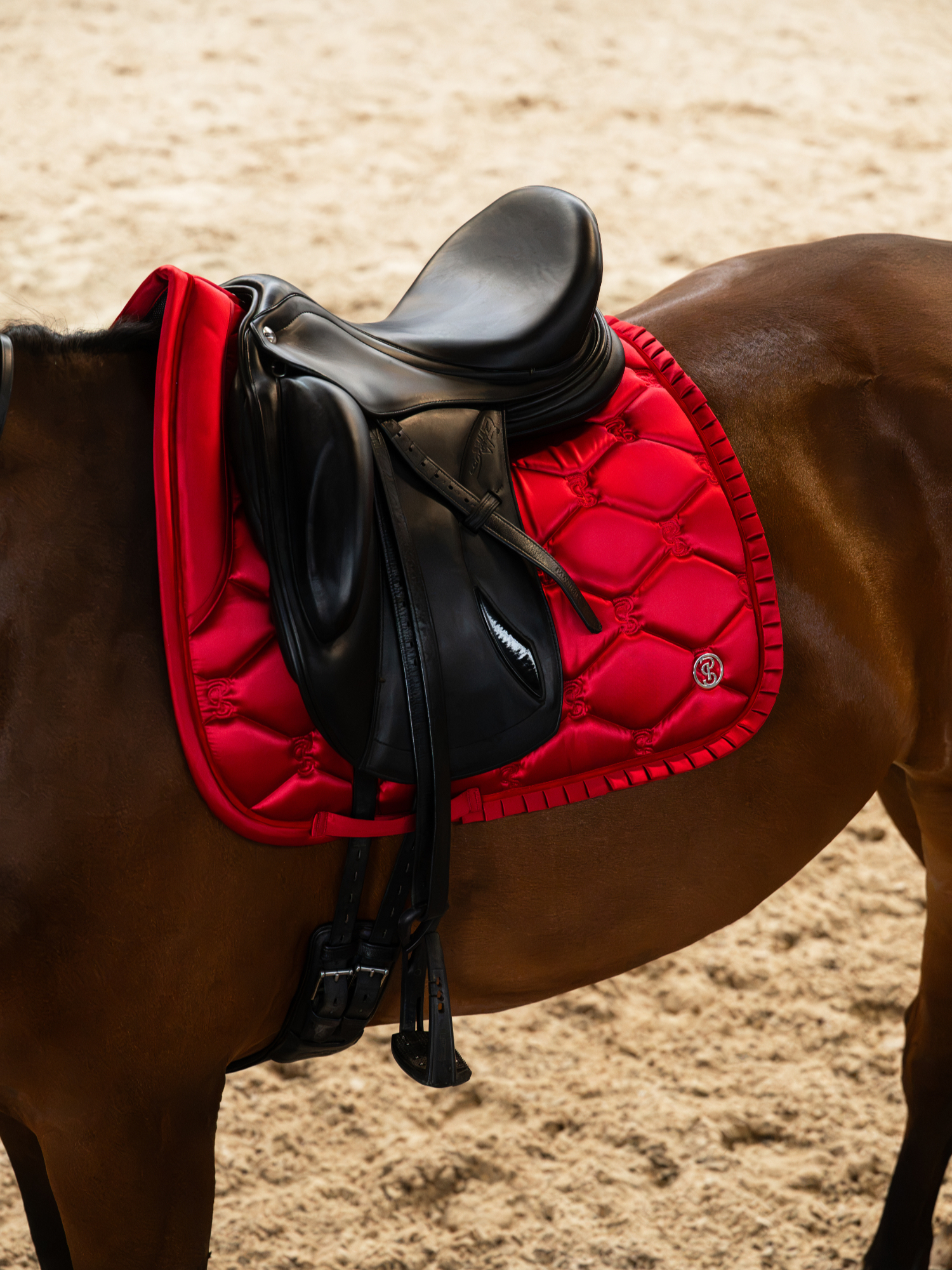 Saddle Pad Dressage Ruffle Cranberry Red