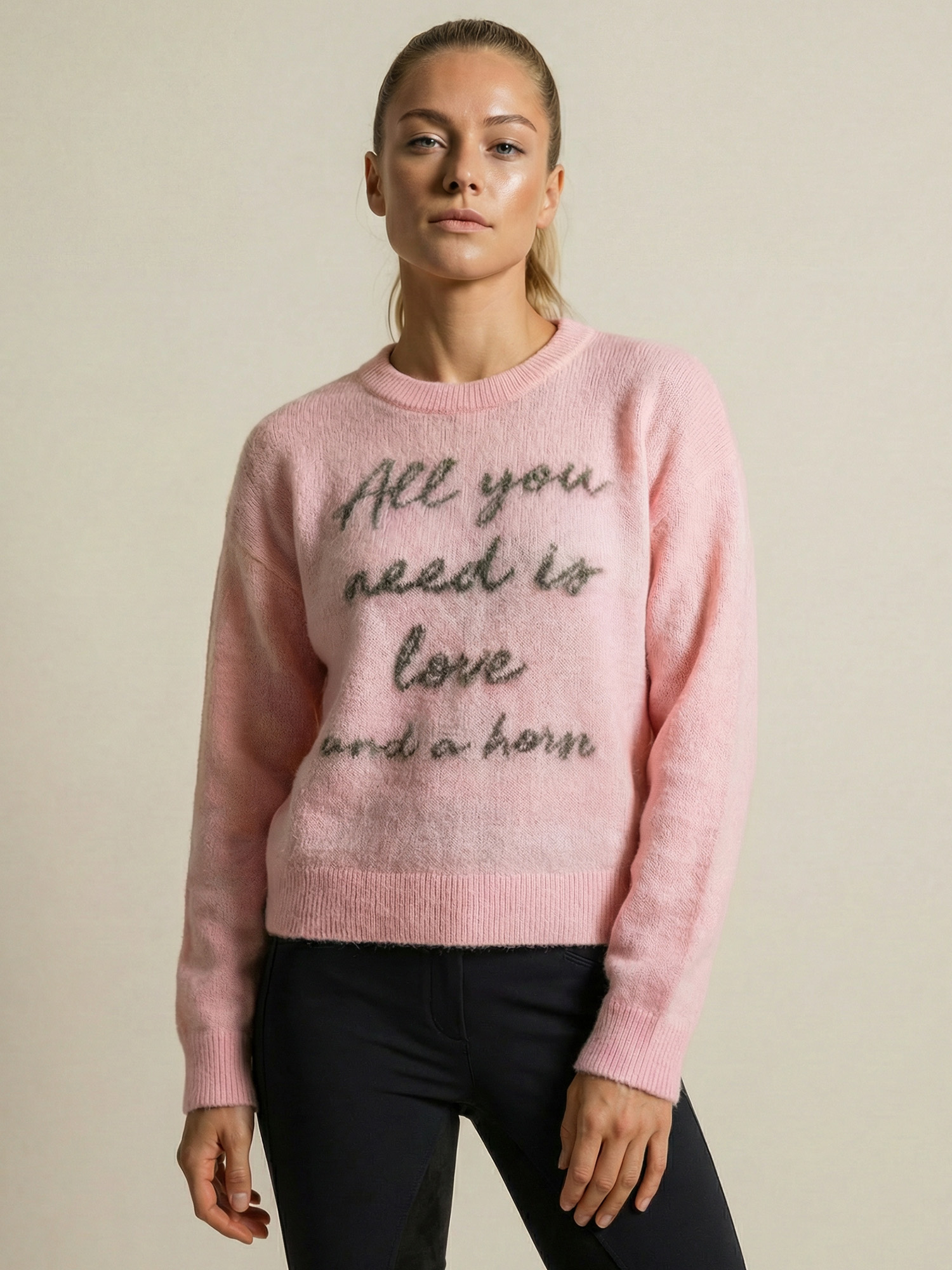 Quote Intarsia Mohair Crewneck