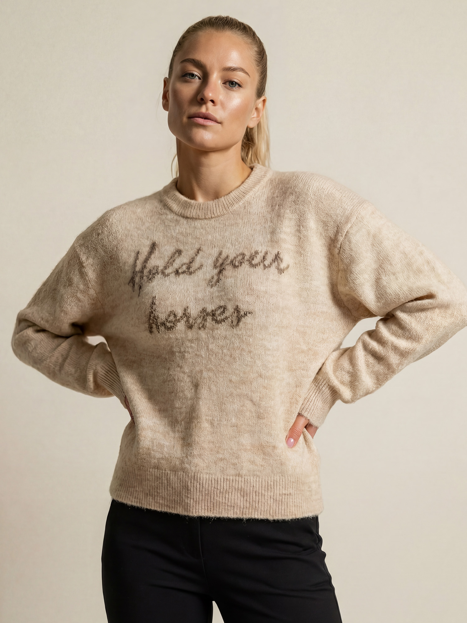 Quote Intarsia Mohair Crewneck