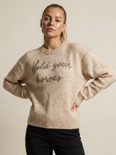 Quote Intarsia Mohair Crewneck