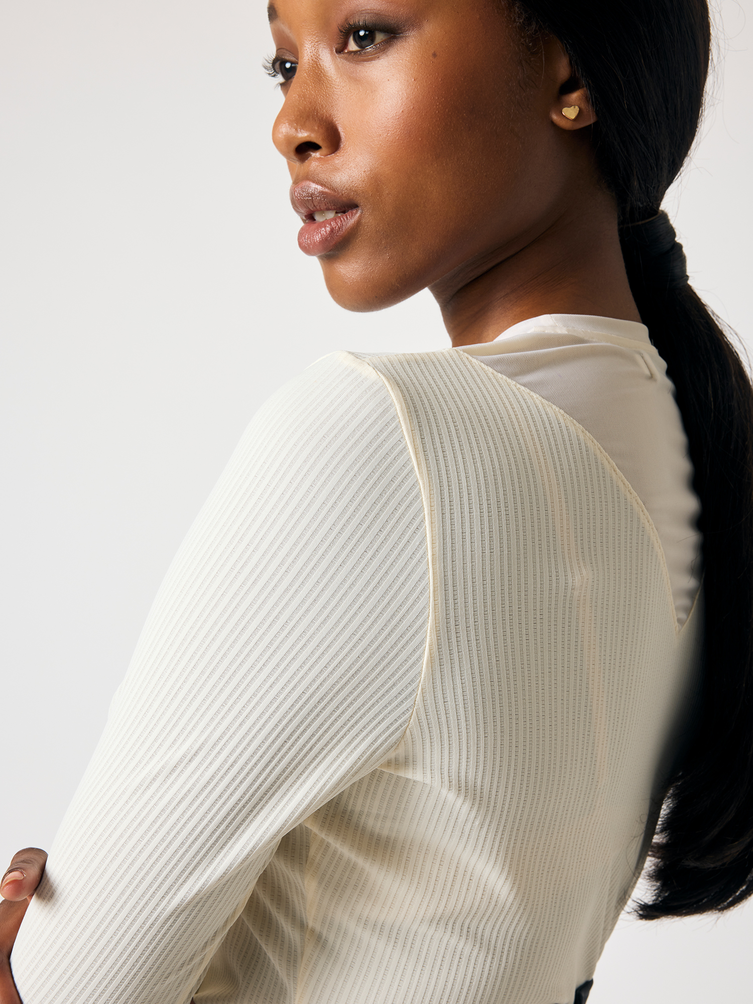 Leandra Striped Mesh Top