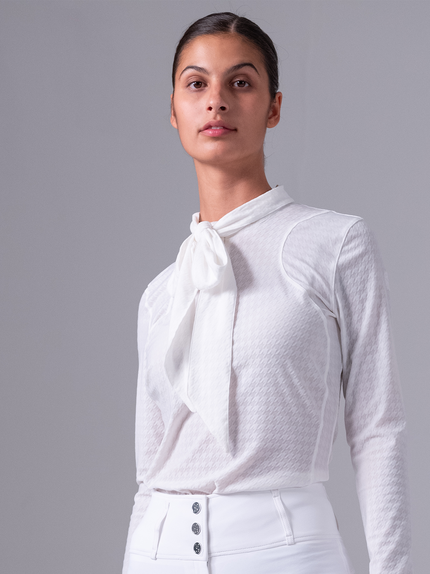 PELLICULE ribbon gather lib blouson ホワイト PELLICULE ribbon gather lib blouson white