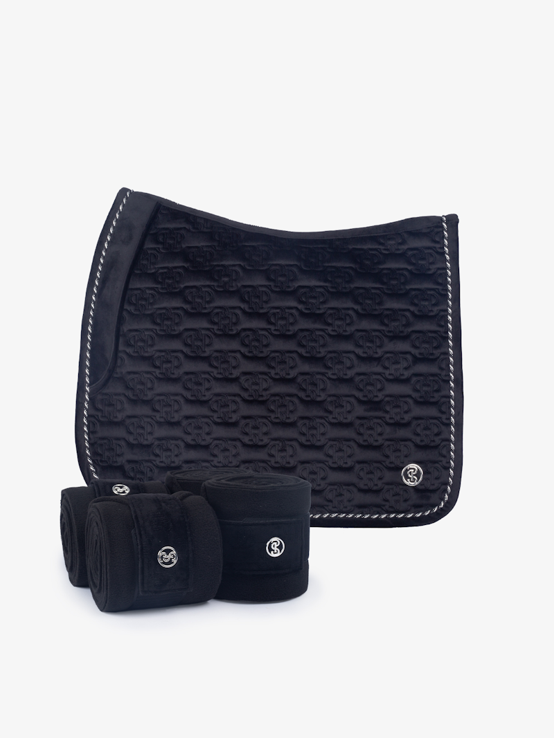 Velvet Monogram Dressage Saddle Pad + Polos Set Velvet Monogram Dressage Saddle Pad + Polos Set