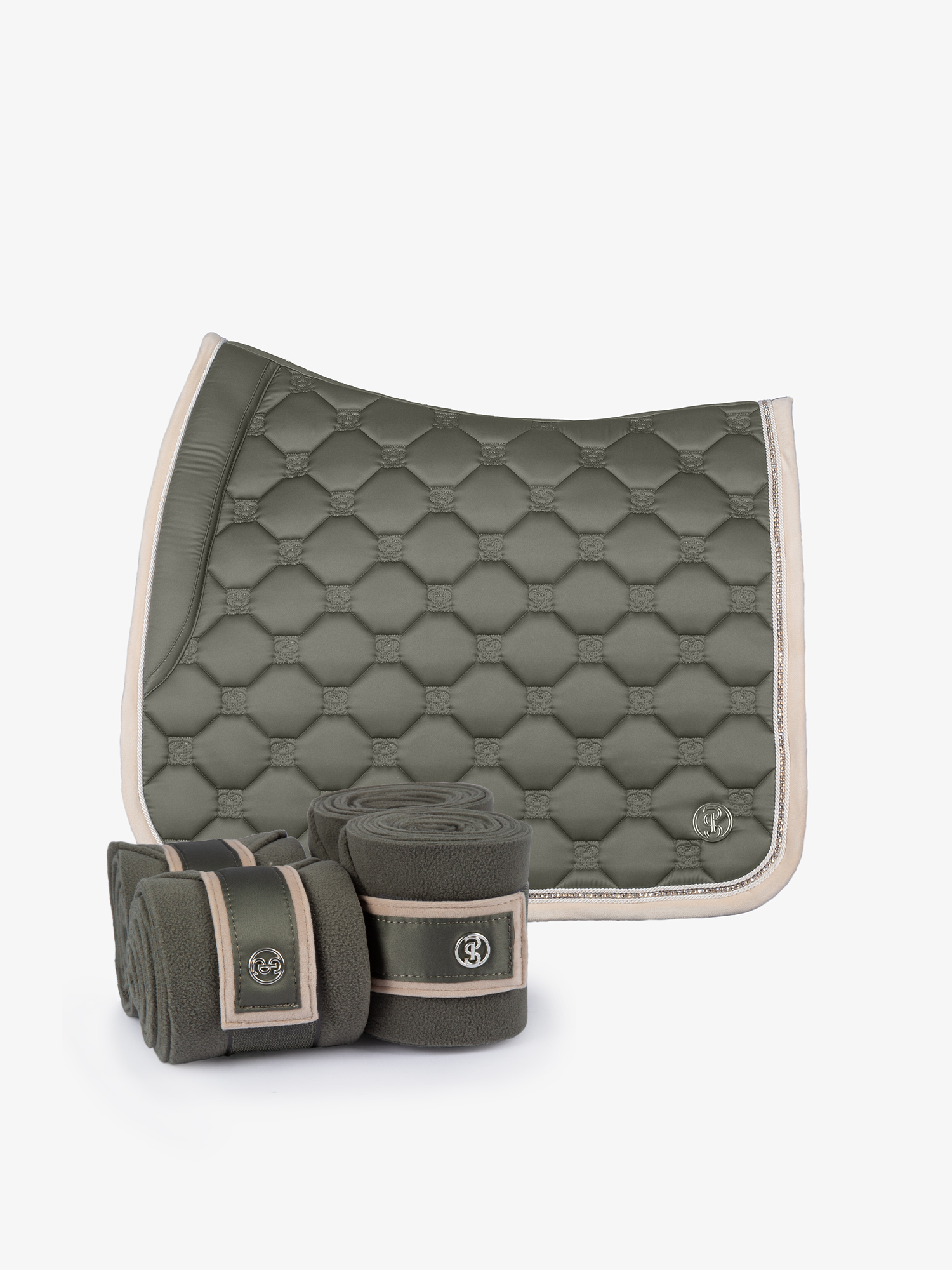 Vintage Monogram Saddle Pad Dressage + Polos Set