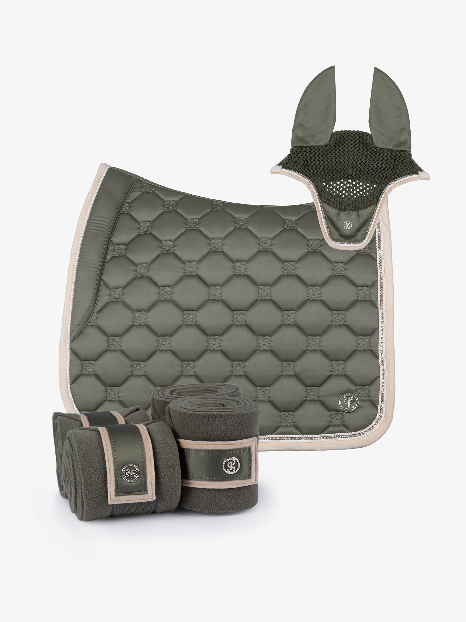 Vintage Monogram Dressage Set - Saddle pad + Ear bonnet + Polos