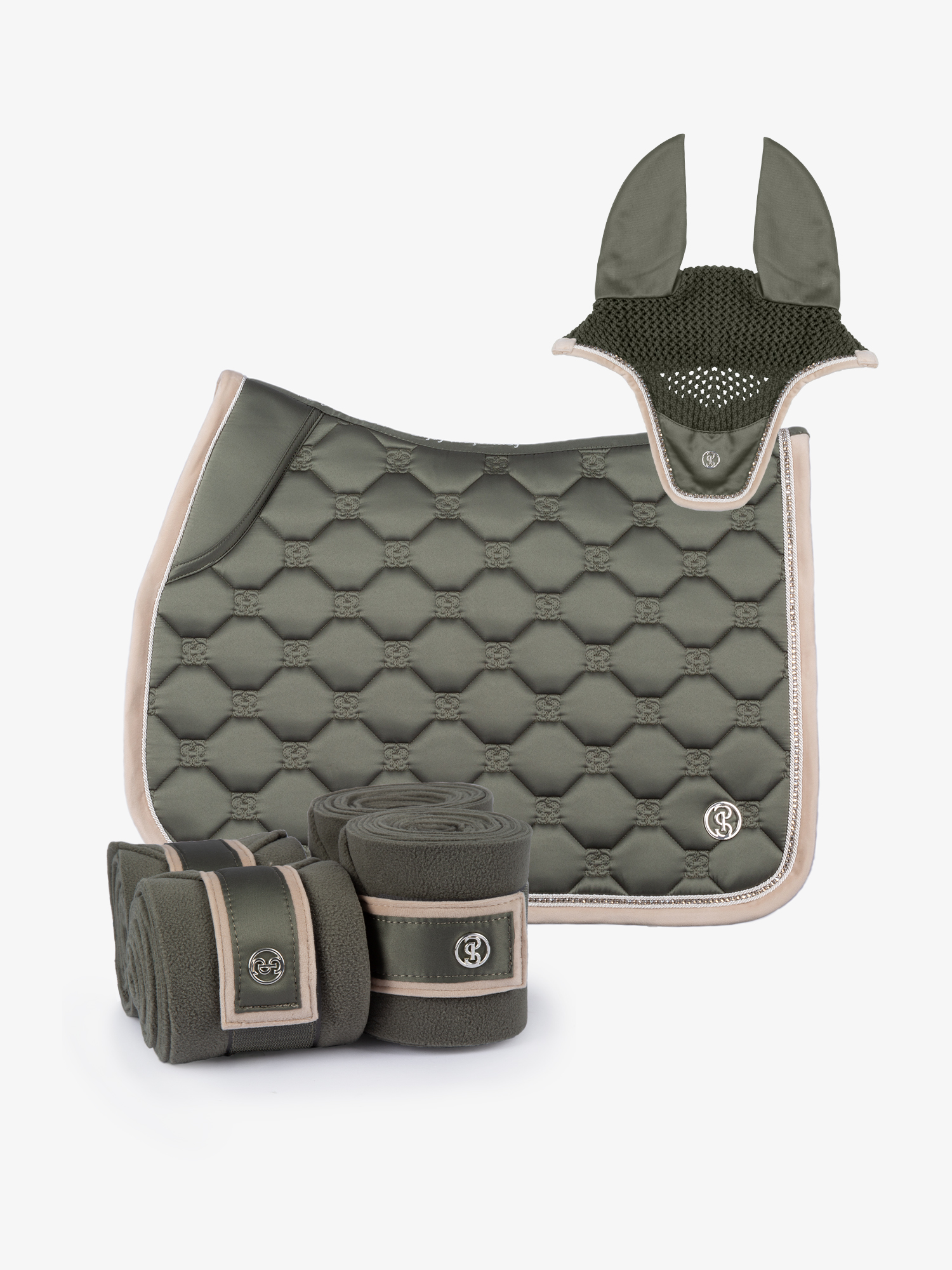 Vintage Monogram Jump Set - Saddle pad + Ear bonnet + Polos