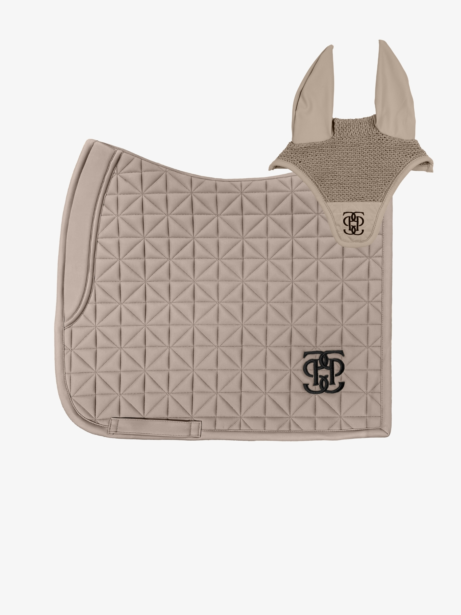Diamond Quilt Dressage Saddle Pad+ Ear Bonnet Set
