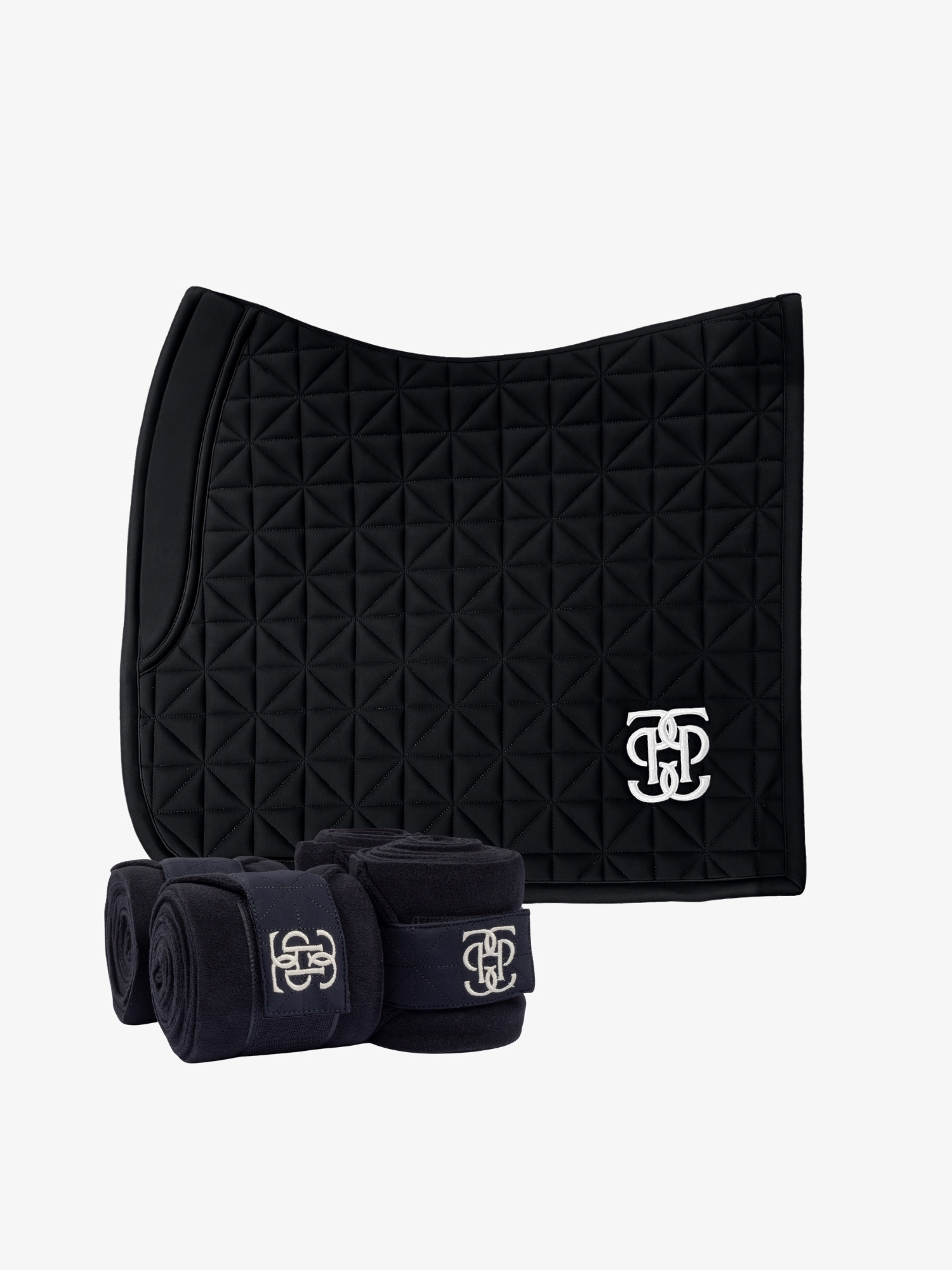 Diamond Quilt Dressage Saddle Pad + Polos Set
