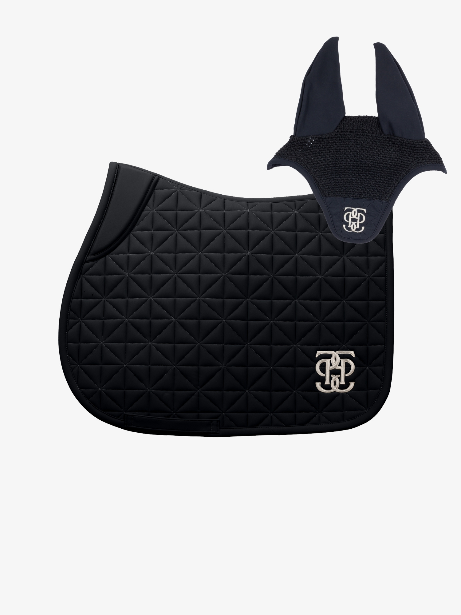 Diamond Quilt Jump Saddle Pad+ Ear Bonnet Set