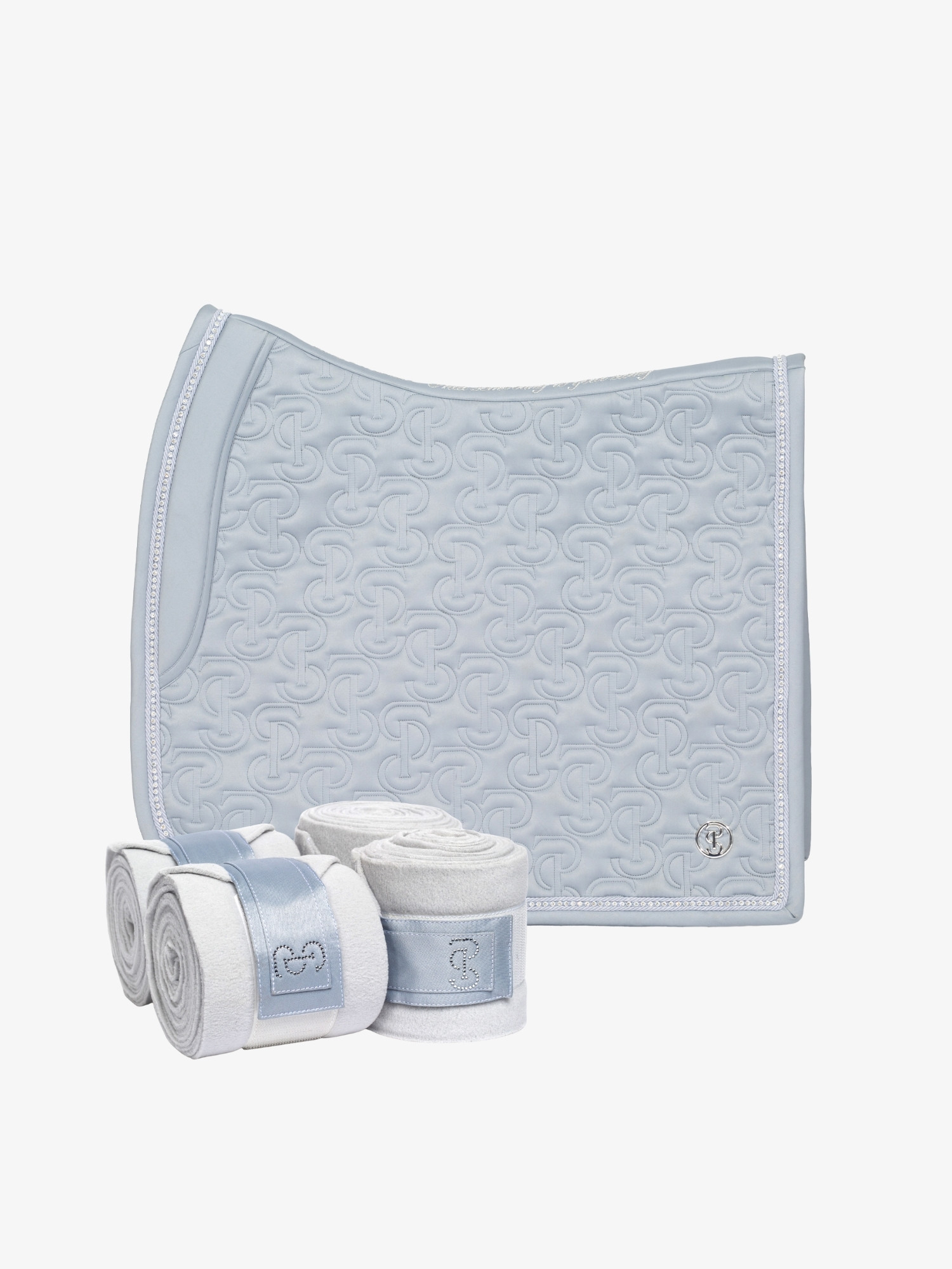Crystal Dressage Saddle Pad + Crystal Satin Polos Set