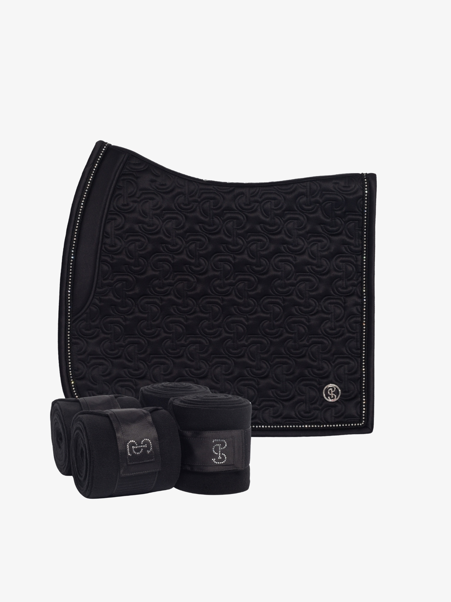 Crystal Dressage Saddle Pad + Crystal Satin Polos Set
