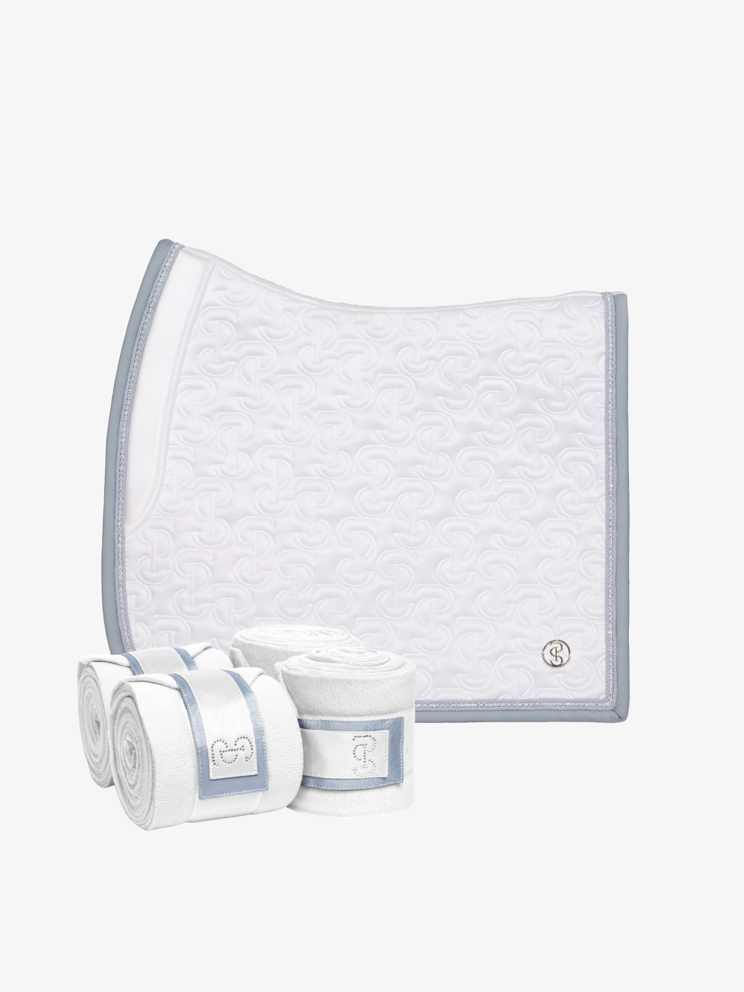 Crystal Dressage Saddle Pad + Crystal Satin Polos Set