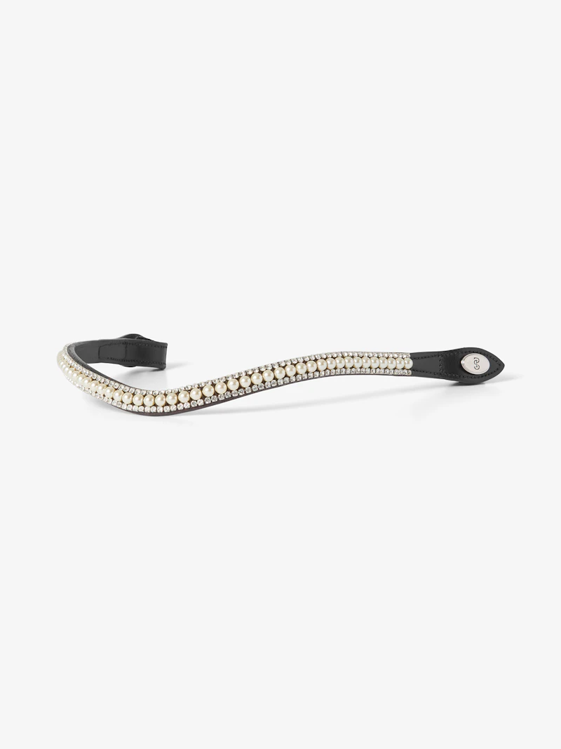 Browband Classic Pearl Ivory Black Leather Browband Classic Pearl Ivory Black Leather