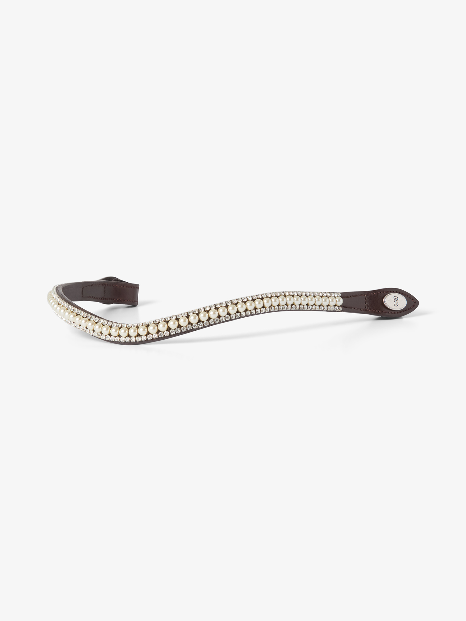 Browband Classic Pearl Ivory Brown Leather