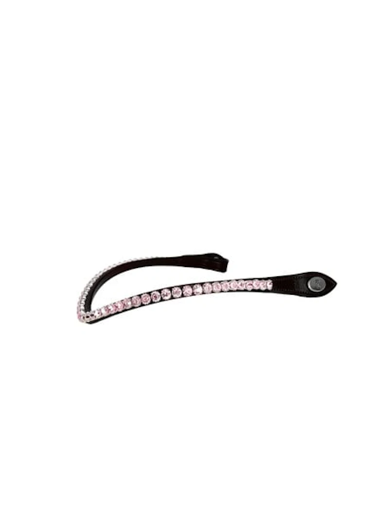 Browband Slim Hortensia Pink Black Leather Browband Slim Hortensia Pink Black Leather