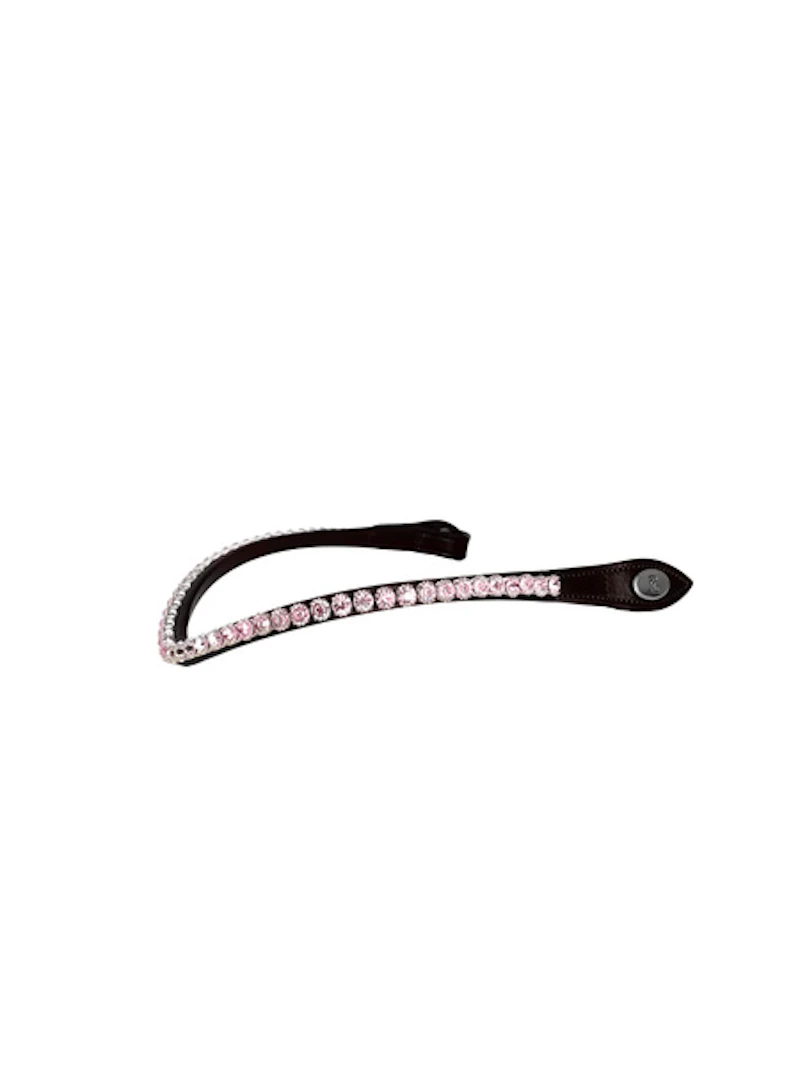 Browband Slim Hortensia Pink Brown Leather Browband Slim Hortensia Pink Brown Leather