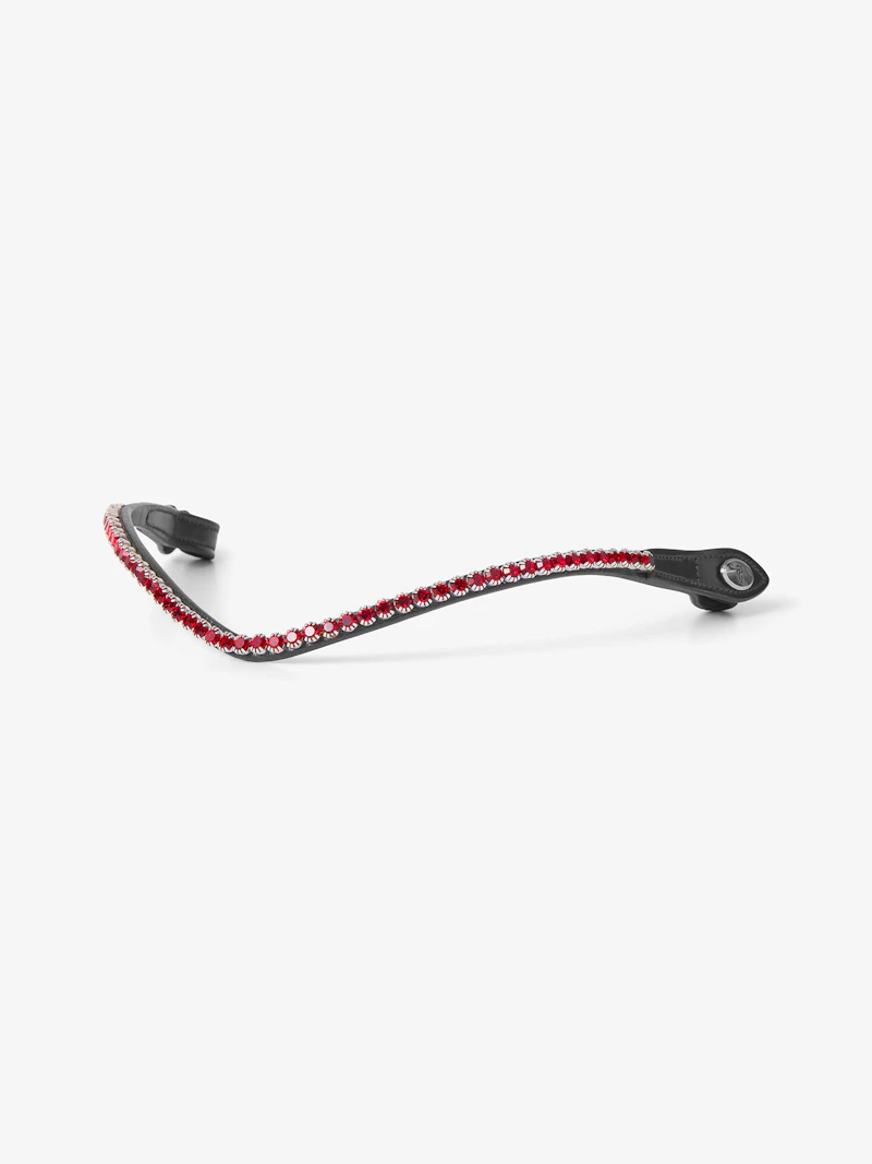 Browband Slim Cranberry Red Black Leather Browband Slim Cranberry Red Black Leather
