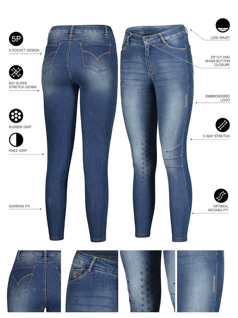 Ellie Half Grip Denim Breeches Ellie Half Grip Denim Breeches