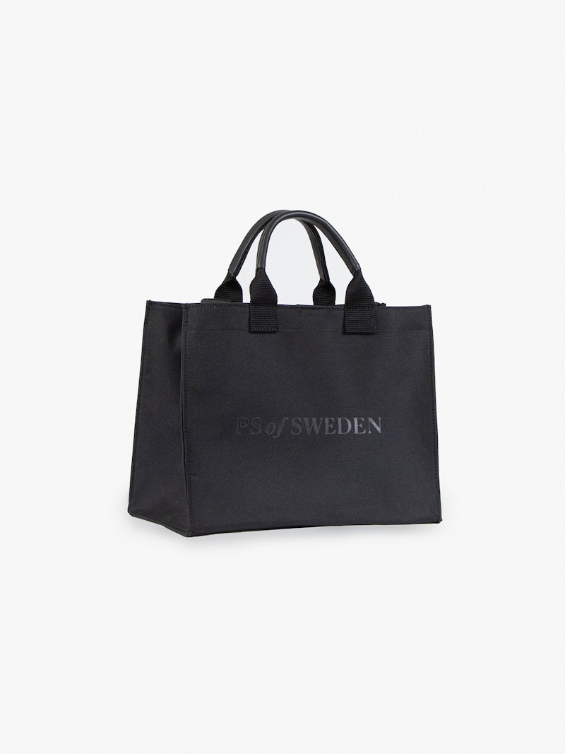 Black Canvas Shoulder Bag With Adjustable Shoulder Straps