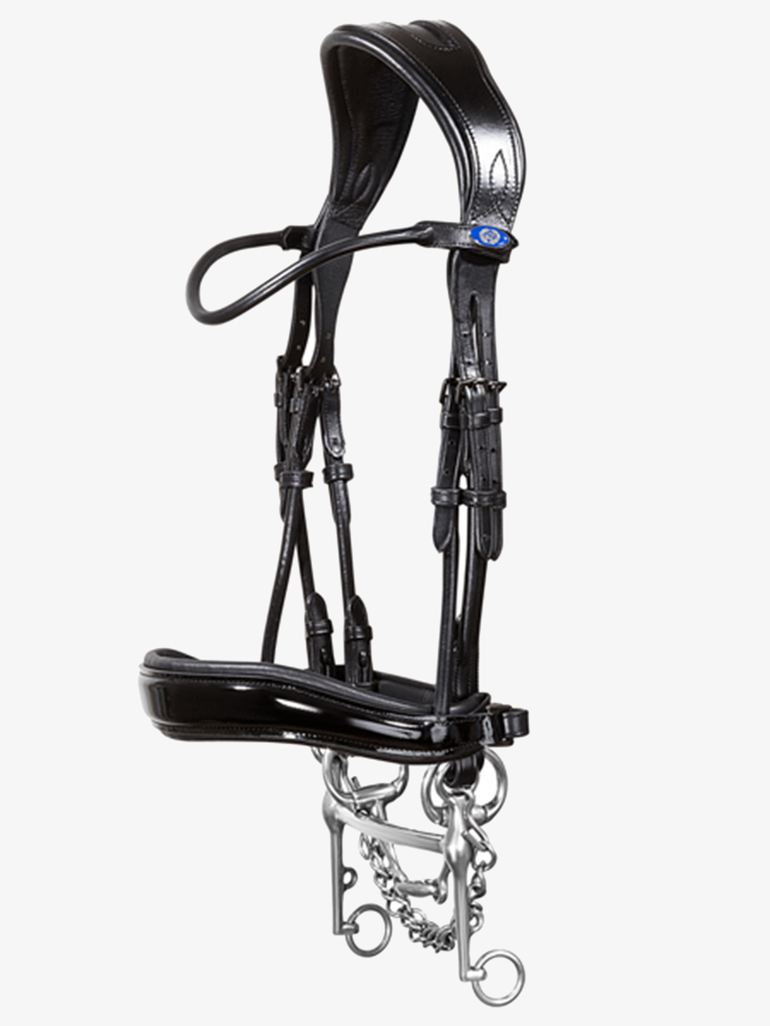 Passage Lacqured Double Bridle + Dubai Flat Dressage Reins